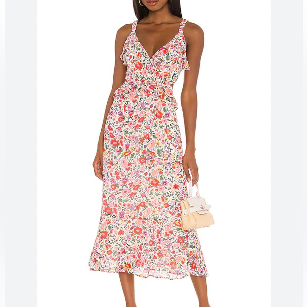 ASTR Wildflower Ruffle Cutout Midi Dress, NWT, L